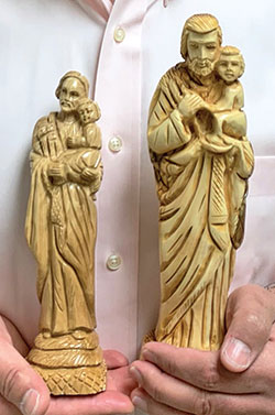 Two of the hand-carved statues of St. Joseph that are available through the St. Joseph Project are pictured above. (Submitted photo)