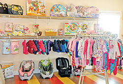 Baby items fill a resource room at the Women’s Care Center in Indianapolis. (File photo by Natalie Hoefer)
